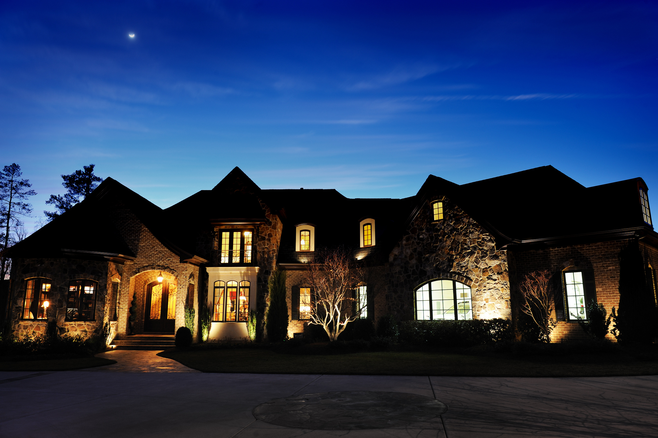 Luxury Home Exterior At Night